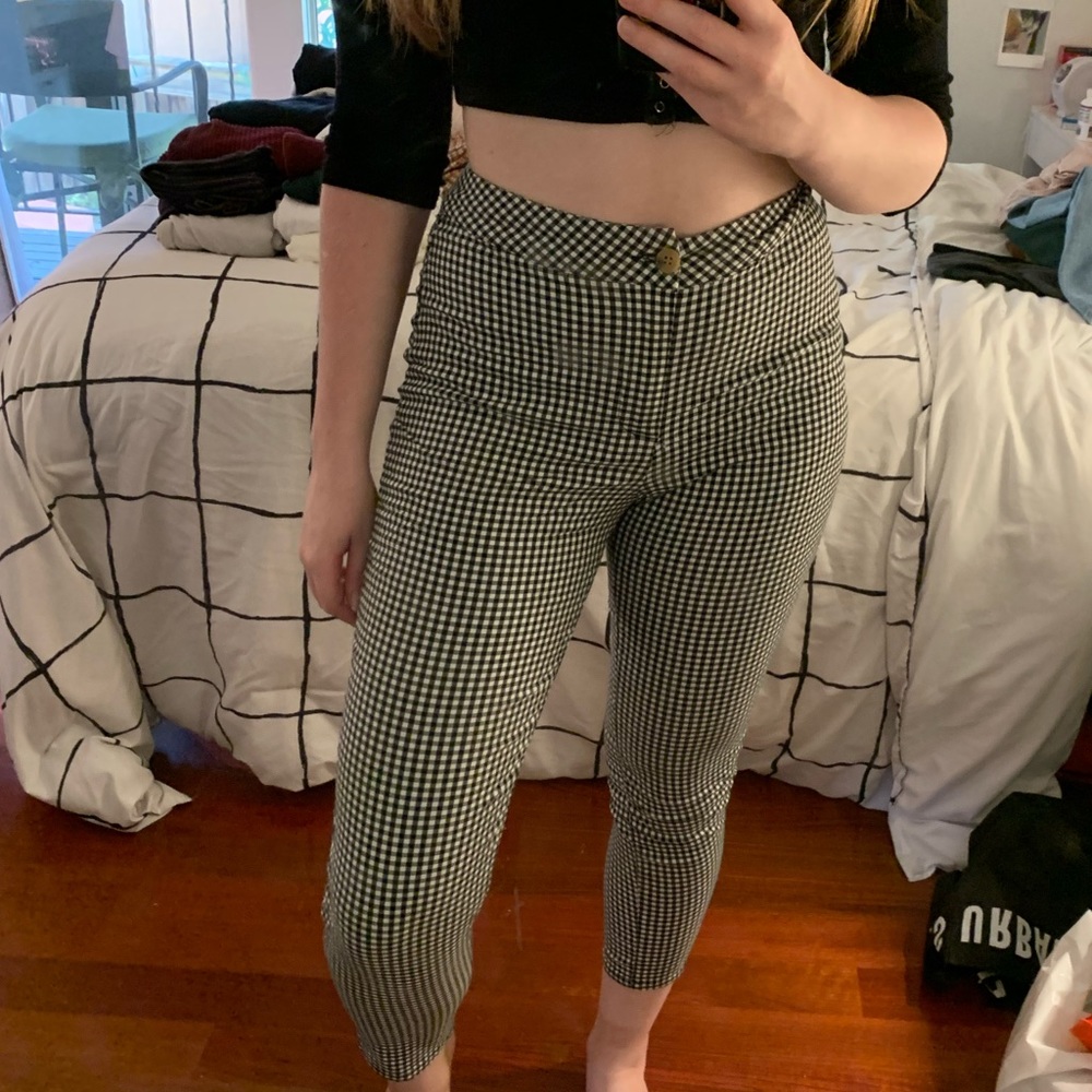 black and white checkered pants